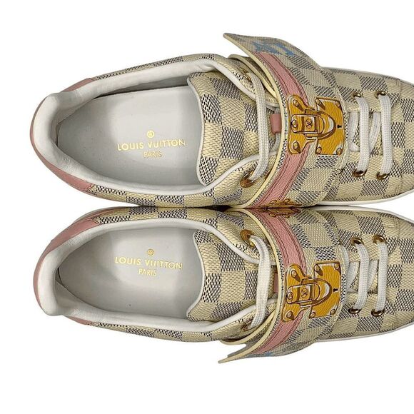 Louis Vuitton Damier Azul Summer Trunks Frontrow Sneakers EU 38.5 Velcro Shoes - Picture 4 of 10
